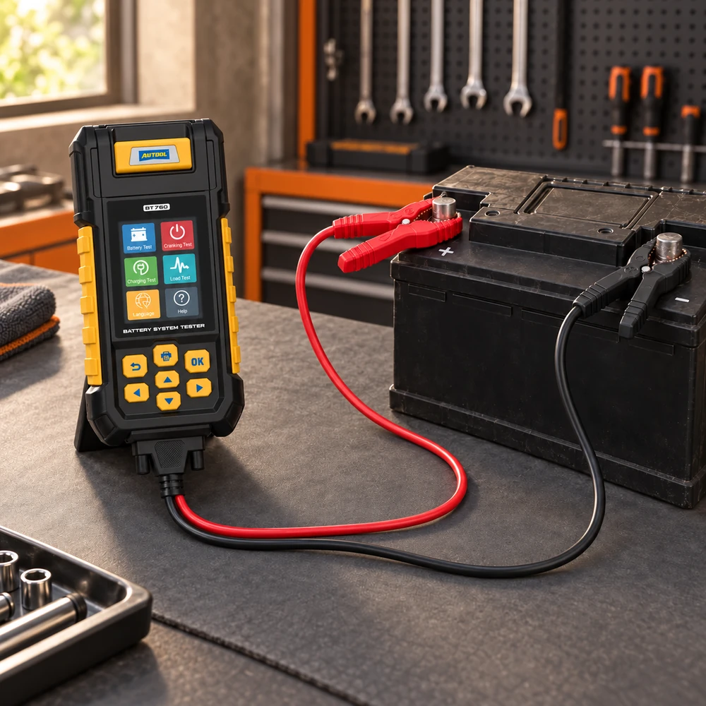 AUTOOL BT760 unit, carrying bag, complete clamp lead, manual and thermal paper roll.
